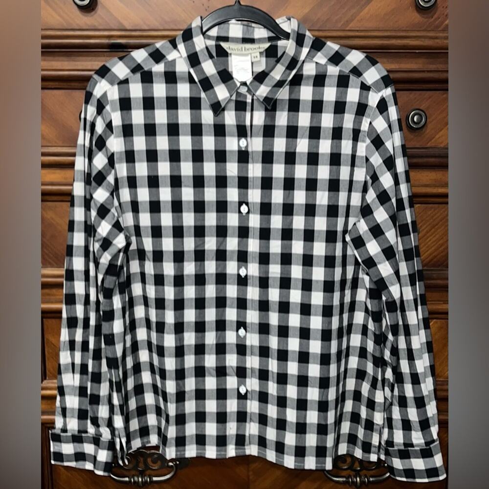David Brooks Gingham Long Sleeve Button Down Shirt 21” P2P